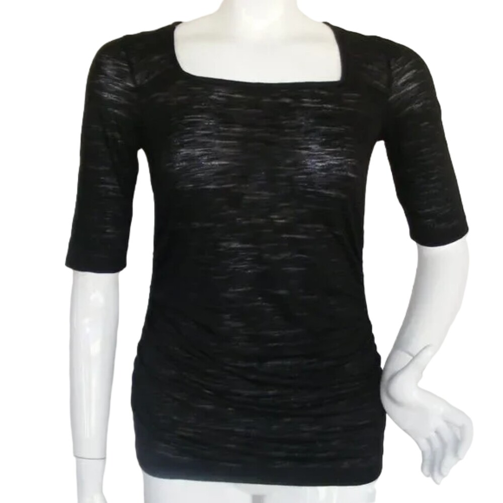 new!! CALVIN KLEIN Top, S, Ruched, Burnout, Square neck. Black